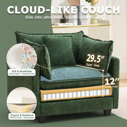 Modular Sectional Sofa Cloud Couch, Deep Seat Washable Chenille Fabric Sofa - Image 3