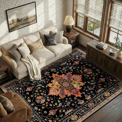 RELEANY Washable Area Rug, Water Repellent, Pet Friendly, Vintage Floral Boho - Image 2