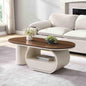 Modern Oval Coffee Table, 47.24" Brown Wood Top Coffee Table by Henf