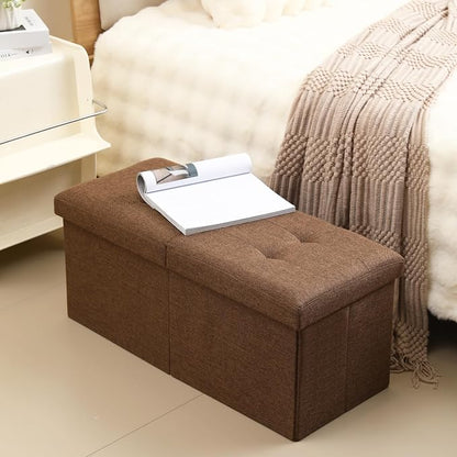 Storage Ottoman Bench Foldable Seat Footrest Shoe Bench End of Bed Storage - Image 2