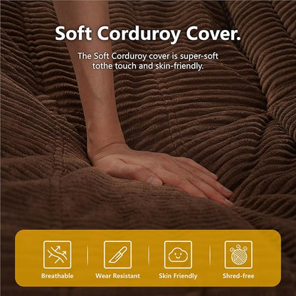 N&V Fireside Armless Floor Sofa, Mid Century Soft Premium Corduroy Lounge Chair - Image 7
