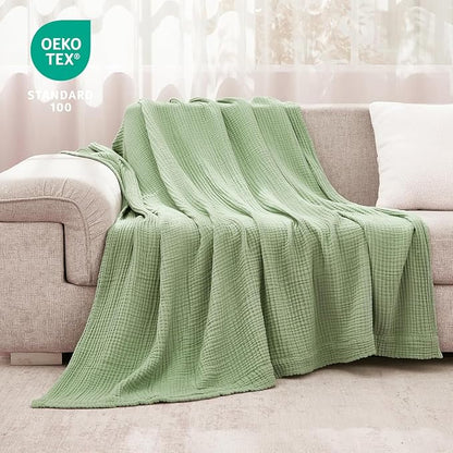 EMME Muslin Blankets for Adults Throw Blanket for Couch Breathable Gauze Soft - Image 3