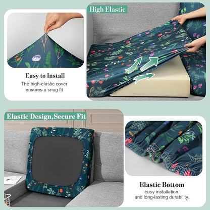 8Pcs Patio Cushion Covers Stretch Outdoor Furniture Protector Slipcovers | - Image 4