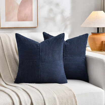 Fancy Homi 2 Packs Navy Blue Euro Decorative Throw Pillow Covers 28x28 Inch - Image 6
