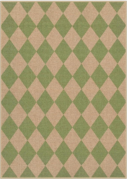 Lahome Checkered Easy Jute 5x7 Area Rug, Outdoor Patio Rugs Washable Green | - Image 8