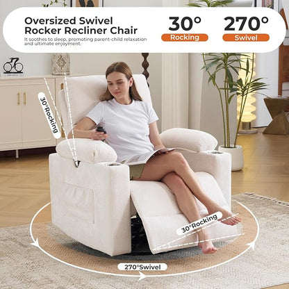 Rocking Chair Nursery with Adjustable Armrests, Electric Glider Recliner - Image 5