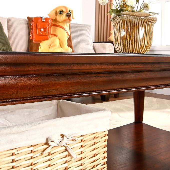 LEEMTORIG Vintage Glass Top Coffee Table - Image 7