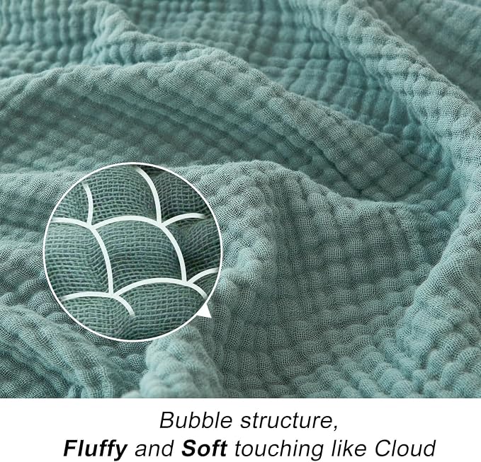 EMME Muslin Throw Blanket for Adults 100% Cotton Blankets for Couch 4-Layer - Image 2