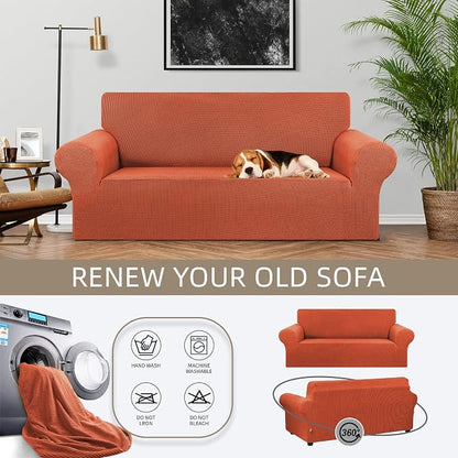 Loveseat Couch Cover, 2 Cushion Couch Slipcover, Pureed Pumpkin | 1-Piece - Image 3