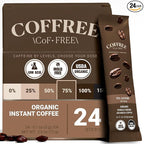 COFFREE Organic Instant Coffee Packets - 75% Half Caff Low Acid, Mold Free Coffee Made with Arabica Coffee Beans - Rich & Smooth Taste - Hot or Cold Single Serve Travel Packets 24 Pack Box