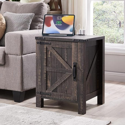 OKD Farmhouse Nightstand Set of 2, 18 Inch Rustic End Table - Image 2