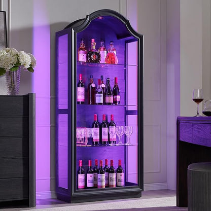 IFGET 72" Arched Glass Display Cabinet, Modern Curio Cabinet - Image 7