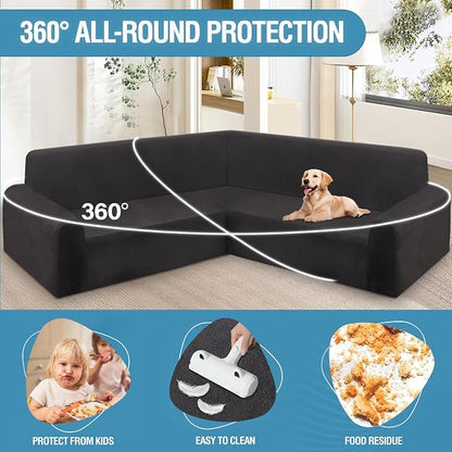 HDCAXKJ Corner Sectional Couch Covers Velvet Stretch L Shape Sofa Cover Soft - Image 4