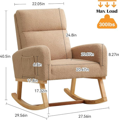 HCHAIRH Rocking Chair Nursery, Sherpa Nursing Rocking Chairs, Upholstered - Image 2