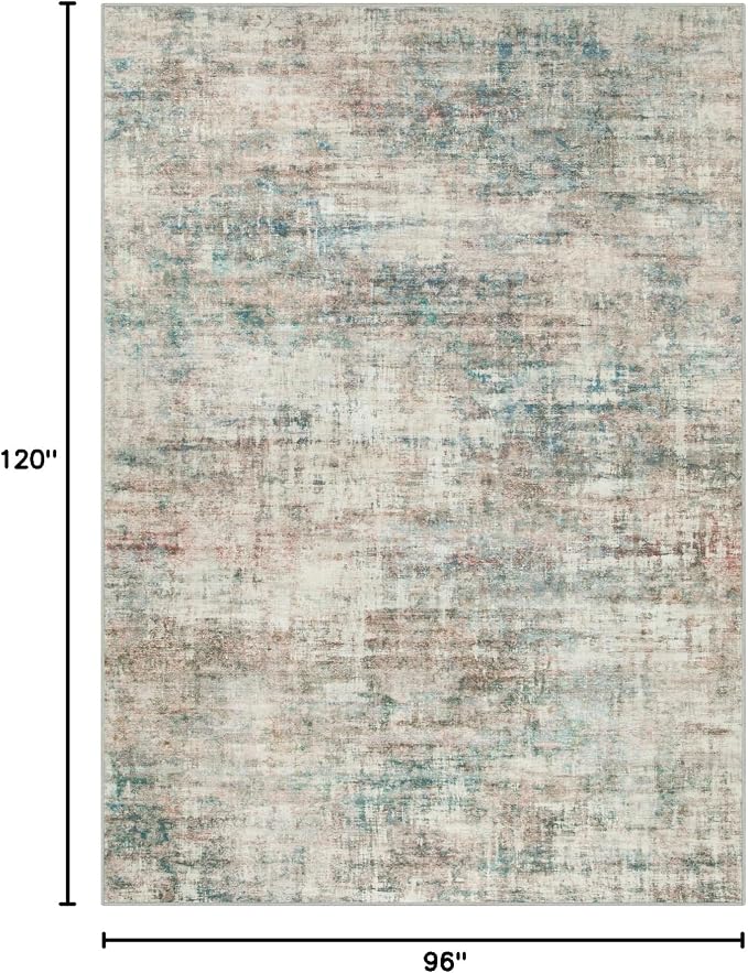8x10 Area Rugs for Living Room: Washable Abstract Multi Color Carpet | Non-slip - Image 2