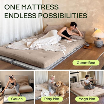 ZonLi Japanese Floor Futon Mattress Full Size 75"x 54", 100% Cotton Cover 4'' - Image 5
