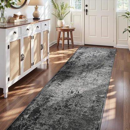 3x10 Black Rug Runners for Hallways Kitchen Runner Rug Non Slip Washable Black - Image 2