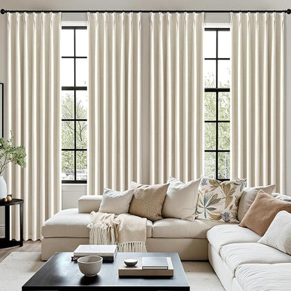 MIULEE Linen Pinch Pleated 100% Blackout Linen Curtains 40x108 Inches | Room - Image 7