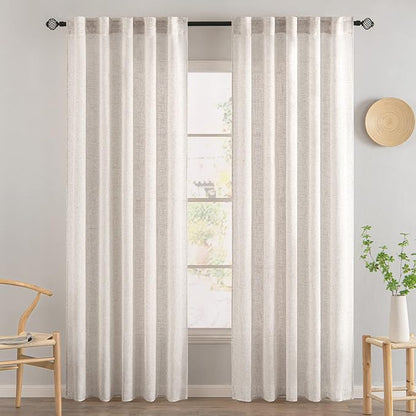 MIULEE White Linen Curtains 37x84 Inch Long - Image 2