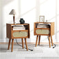 JOINICE Night Stand Set 2, Mid Century Modern Nightstands Drawer, Rattan by Joinice