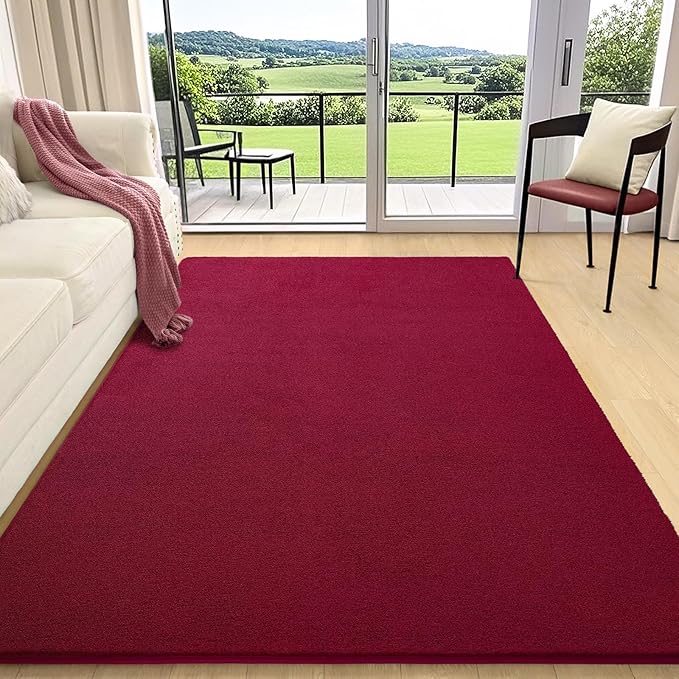 5x7 Area Rugs for Living Room Non Slip Dorm Bedroom Rug, Wine Red | Modern Area by AROGANAREARUG