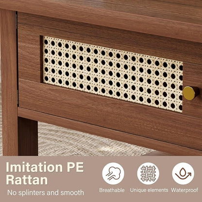 LVB Rattan Coffee Table, Boho Wood Living Room Table - Image 4