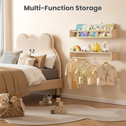 upsimples 2 Pack Nursery Book Shelves, 23.6 Inch Floating Bookshelves - Image 6
