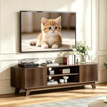 VINGLI 58.6" TV Stand up for 70 Inch TV, Mid Century Entertainment Center by VINGLI