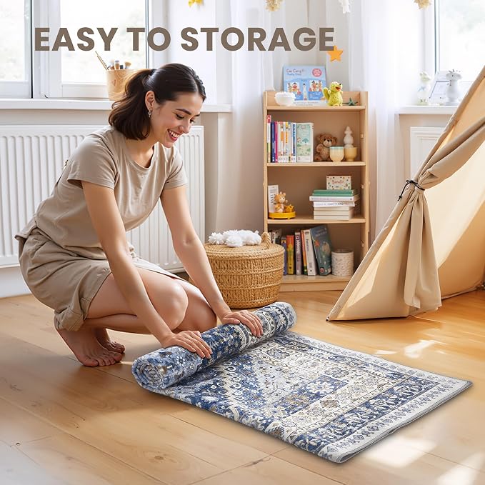 4x12 Runner Rug Non Slip, Washable Hallway Runner Rug, Nursery Room, Soft - Image 9