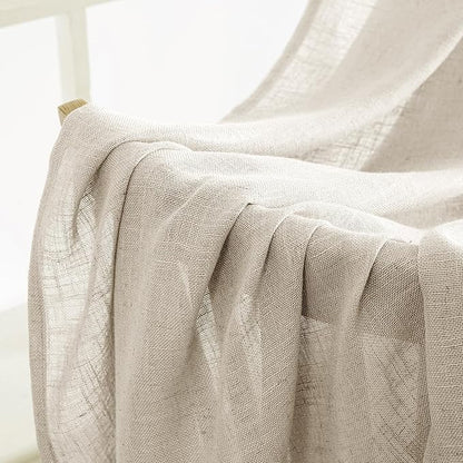 MIULEE Cream Linen Curtains 52x72 Inch 2 Panels - Image 6