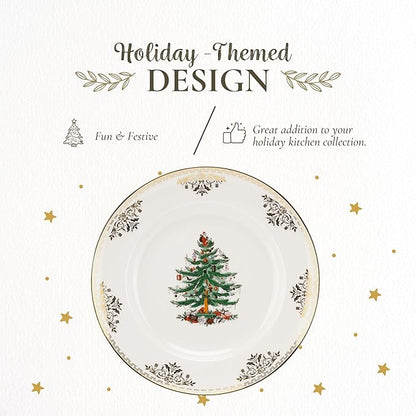 Spode Christmas Tree Gold Dinner Plate, 10 Inch - Celebratory Holiday Serveware, Classic Holiday Plate with Nostalgic, Festive Design - Fine Porcelain, Warm Oven & Dishwasher Safe