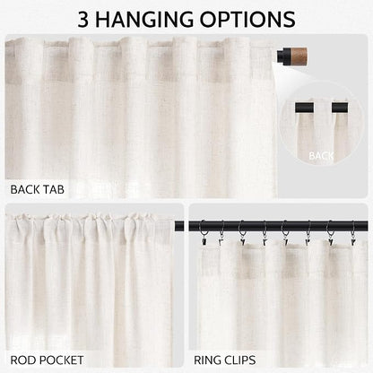 Ivory White Curtains 96 Inches Long 2 Panels - Image 2
