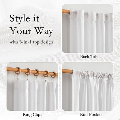 MYSKY HOME Floor to Ceiling Curtains 108 Inches Long White Semi Sheer Sliding - Image 4