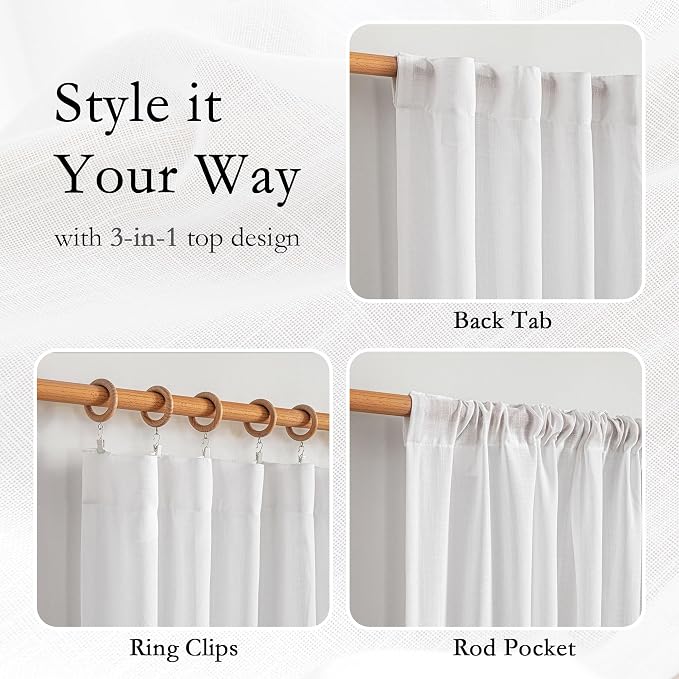 MYSKY HOME 95 Inches Long White Curtains - Image 4