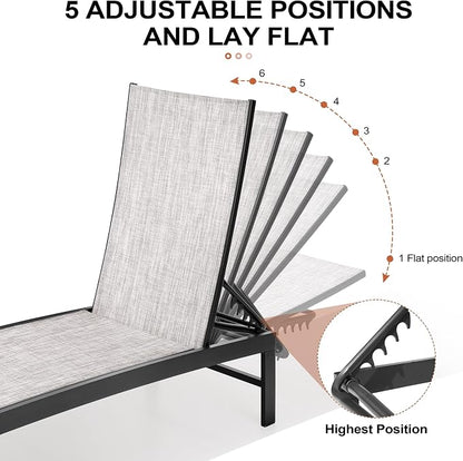Crestlive Products Pool Lounge Chair Outdoor Set of 2, Chaise Lounge Chairs - Image 5