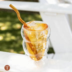 Glass Cloud cups 12 oz Double Wall Insulated Glass Cups - heat-resistant borosilicate glass -perfect for iced teas, lattes, and all your favorite sips (Amber)