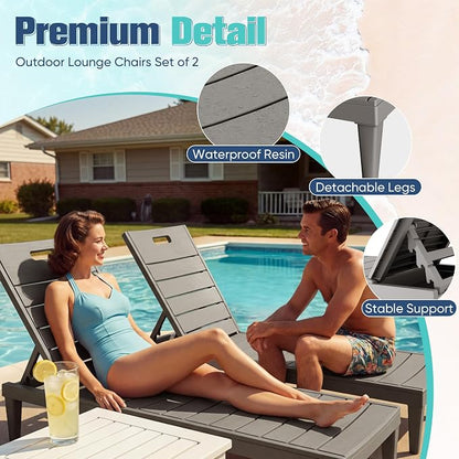 Devoko Outdoor Chaise Lounge Chair Set of 2 - Image 3
