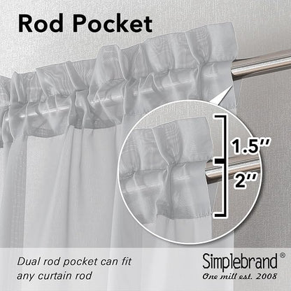 Simplebrand Light Grey Sheer Curtains 90 Inches Long 2 Panels, Light Filtering - Image 5