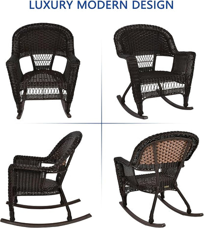 Jeco 3 Piece Rocker Wicker Chair Set - Image 9
