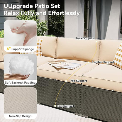 Aoxun Patio Furniture Set with Umbrella, 8 Piece Outdoor Sectional Sofas - Image 4
