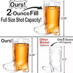 2 Ounce Cowboy Boot Shot Glasses | 10pcs Pack Double Ounce Plastic Shot Glass | Western Boot Shot Glasses for Parties | Bachelor Bachelorette Cowboy Parties | 4th of July Shot Glasses