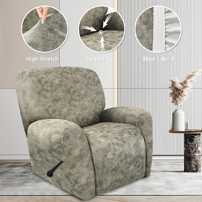 ANARACHON Recliner Chair Covers Leather Look, 4 Pieces Recliner Covers Non Slip - Image 5