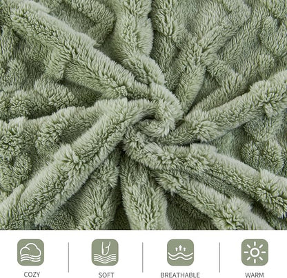 Aganear Fleece Throw Blanket for Couch Sofa 60"x80" Sage Green | Lightweight - Image 9