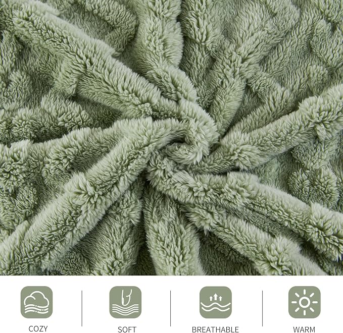 Aganear Fleece Throw Blanket for Couch Sofa 50"x60" Sage Green | Lightweight - Image 9