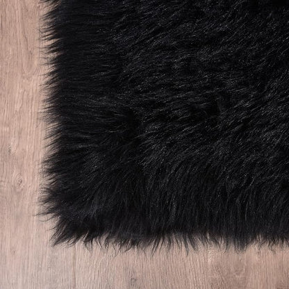 Goolela Black Sheepskin Area Rug 10x12 Fluffy Fuzzy Shag Carpet - Image 5