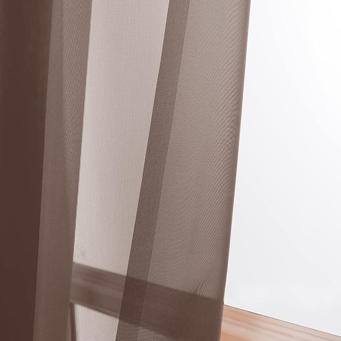 Chocolate Sheer Curtains 96 Inch Length, Elegant Sheer Curtains - Image 2