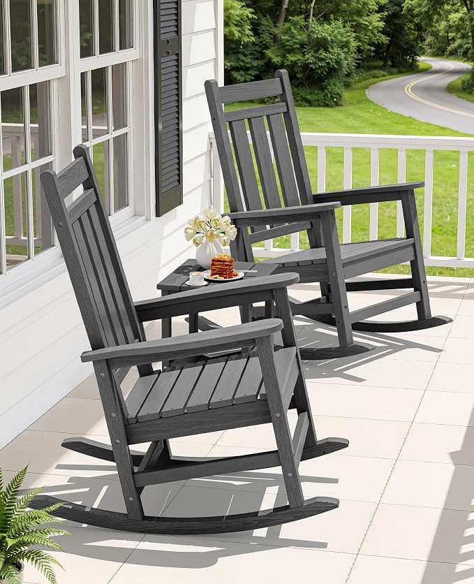 KINGYES Oversized Outdoor Rocking Chair Set of 6, All-Weather Patio Rocking - Image 2