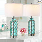 Cottage Nautical Accent Table Lamp Set of 2, Touch Coastal Blue Green Glass by PARTPHONER