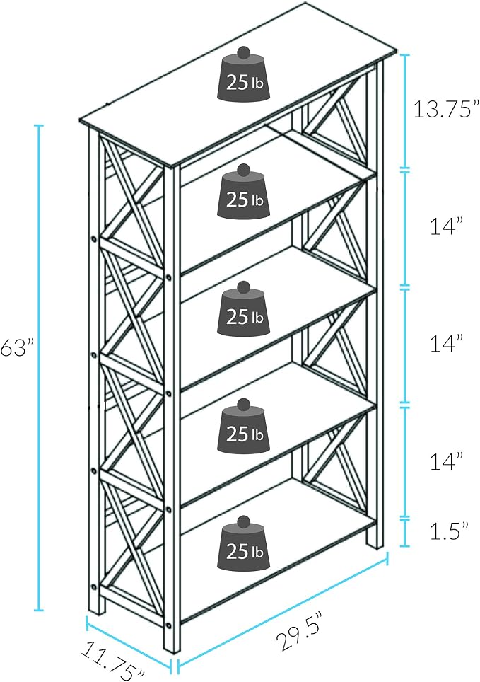 Montego 5-Shelf Bookcase - Image 3