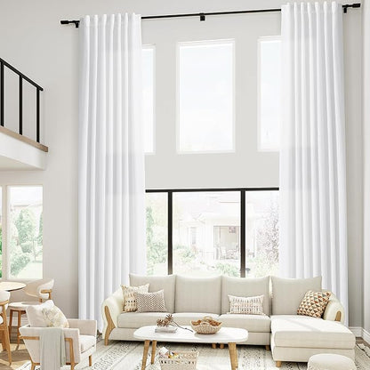 White Linen Curtains 216 Inches Long - Image 7